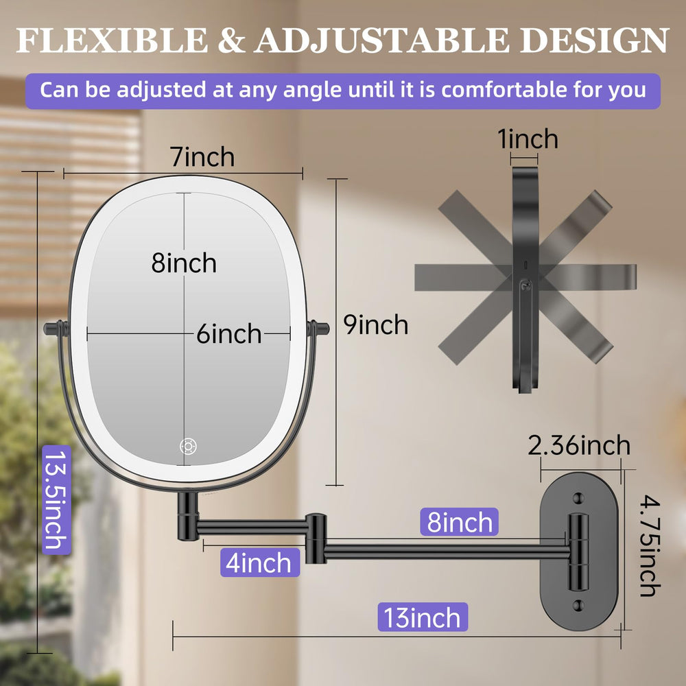 Miroir FUNTOUCH bras extensible et pivote facile.