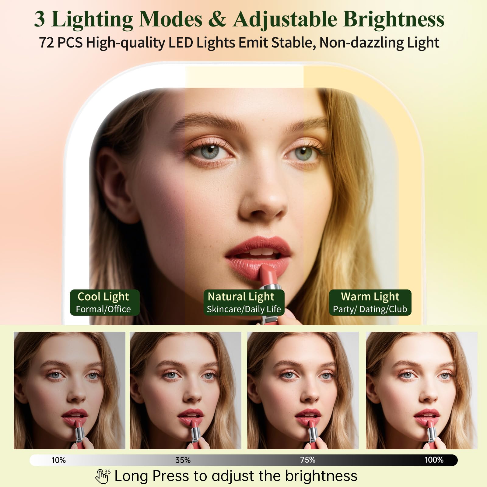 Éclairage LED FUNTOUCH à 3 couleurs pour différents usages.