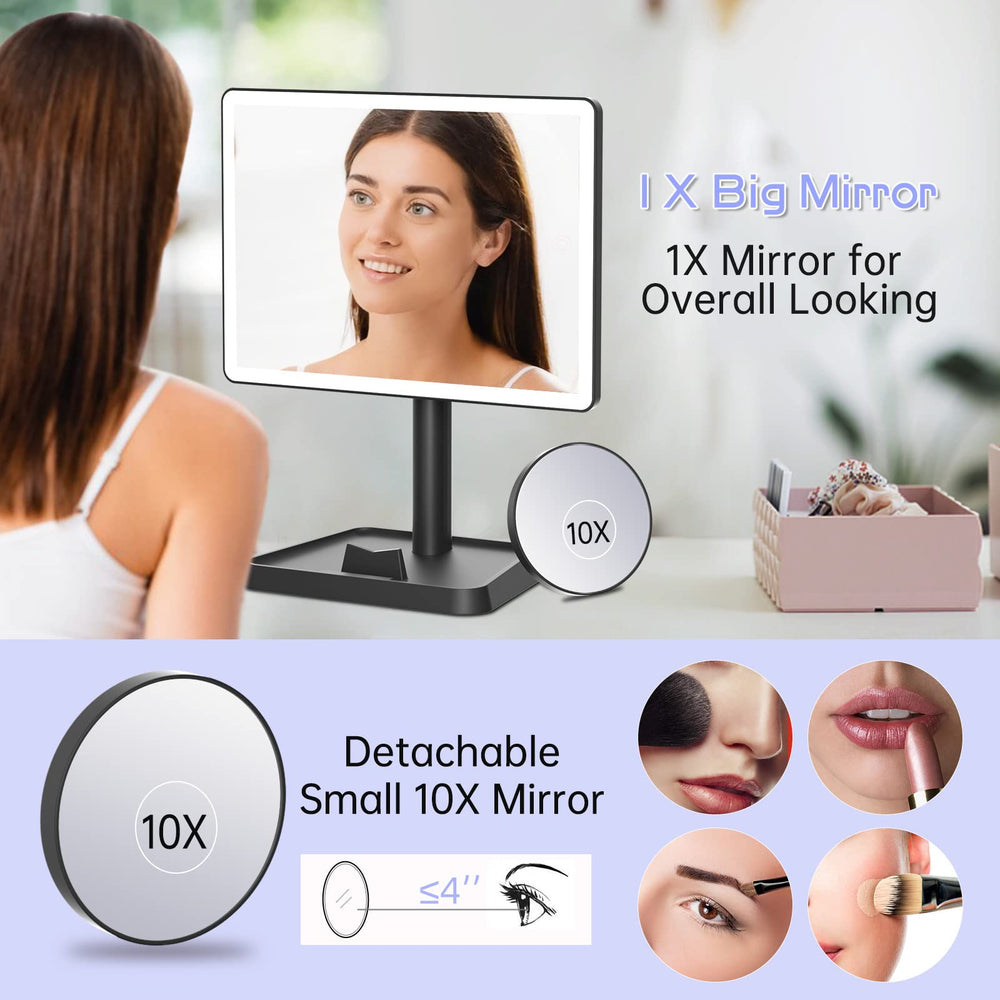 Miroir FUNTOUCH rechargeable via USB-C, pratique en déplacement.