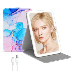 Miroir FUNTOUCH lumineux et portable avec couverture PU protectrice
