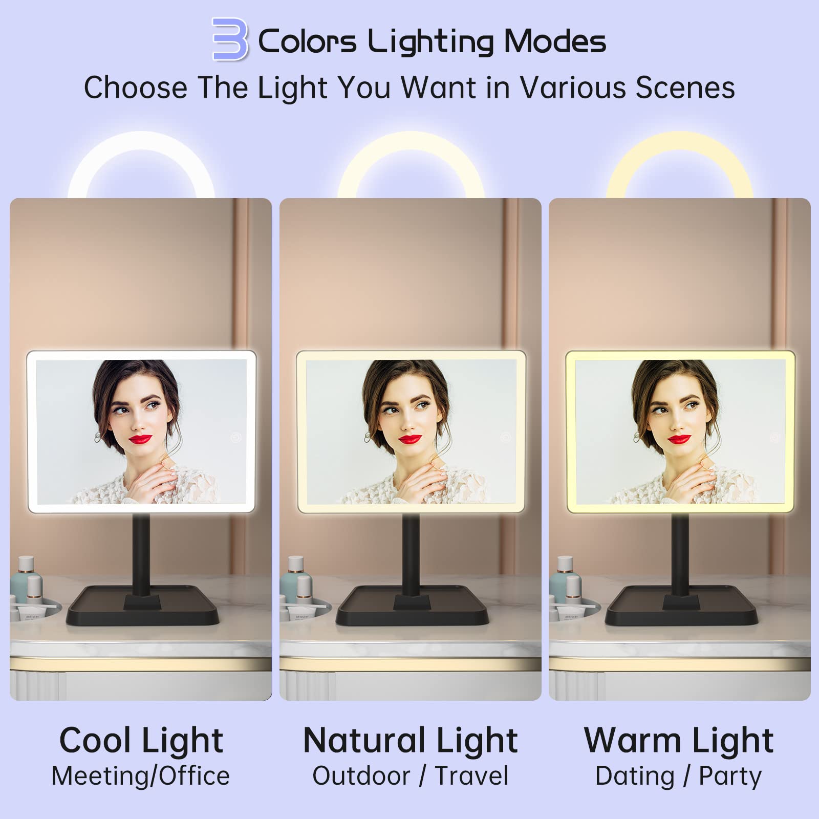 Miroir FUNTOUCH avec support téléphonique intégré pour filmer vos tutoriels.