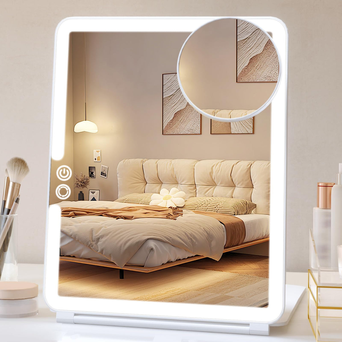 Miroir FUNTOUCH de voyage avec éclairage intégré pour un maquillage rapide