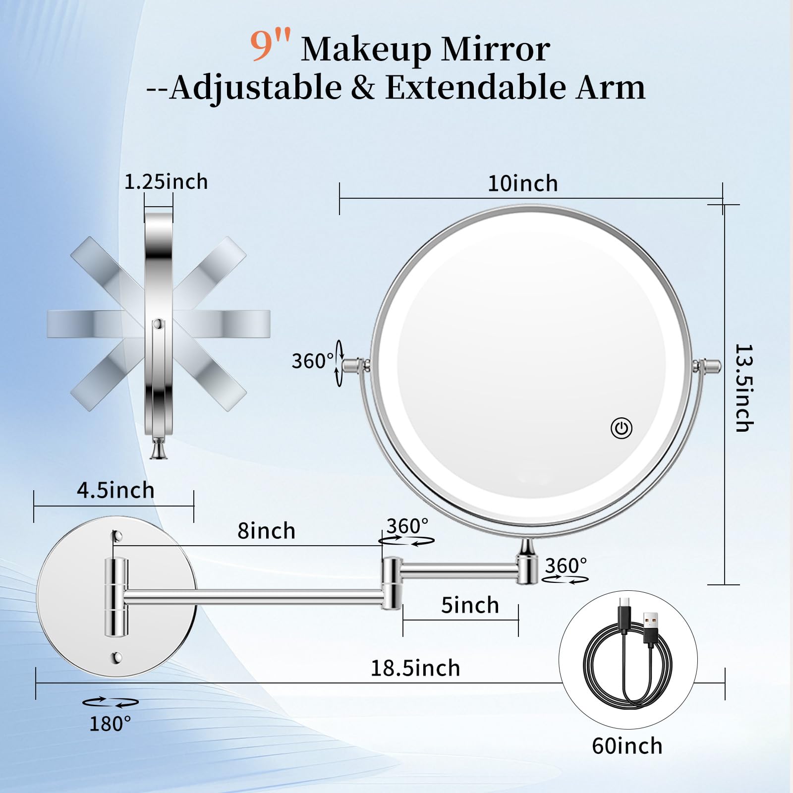 Double face 30x/1x du miroir FUNTOUCH pour détails fins.