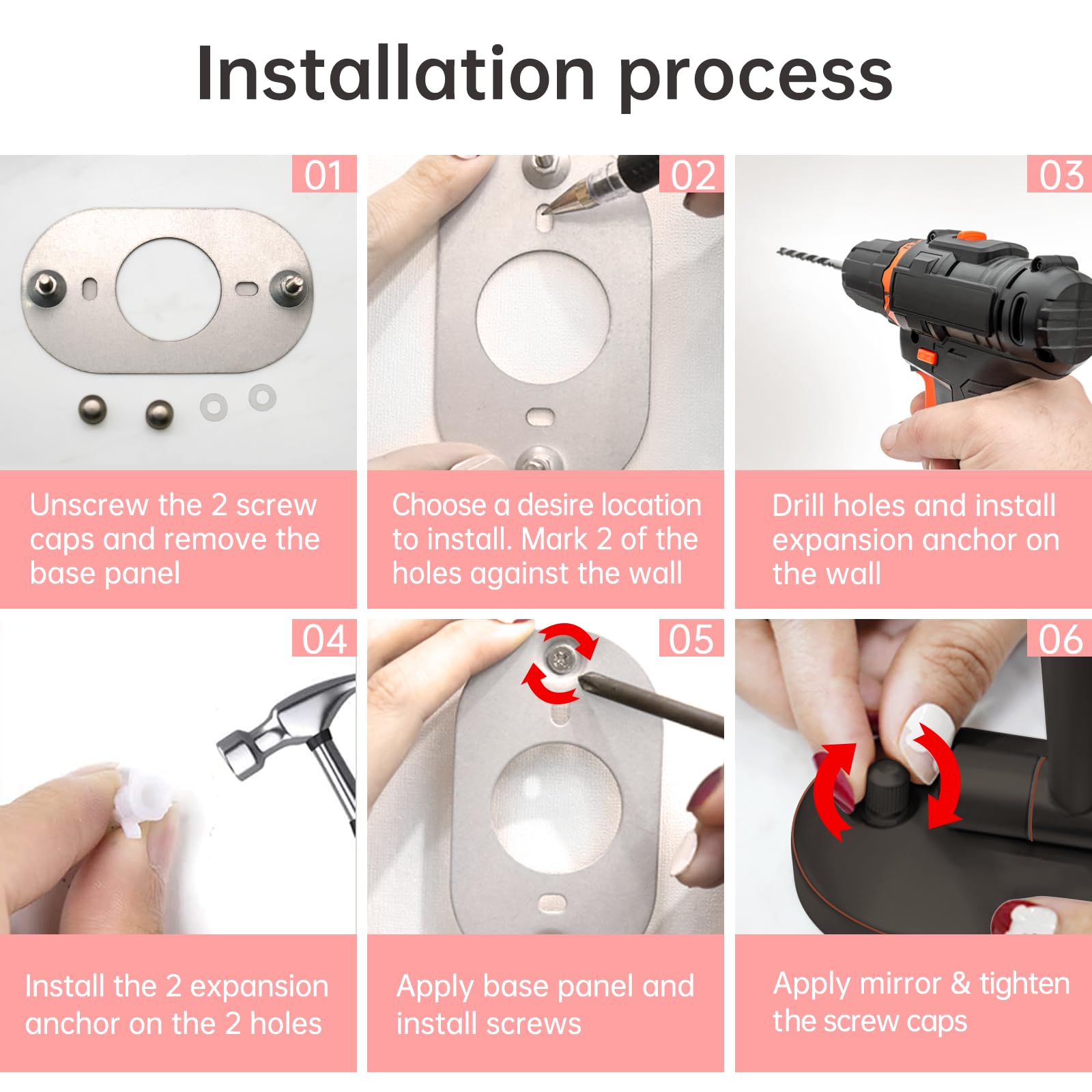 FUNTOUCH miroir mural facile à installer, cadre durable