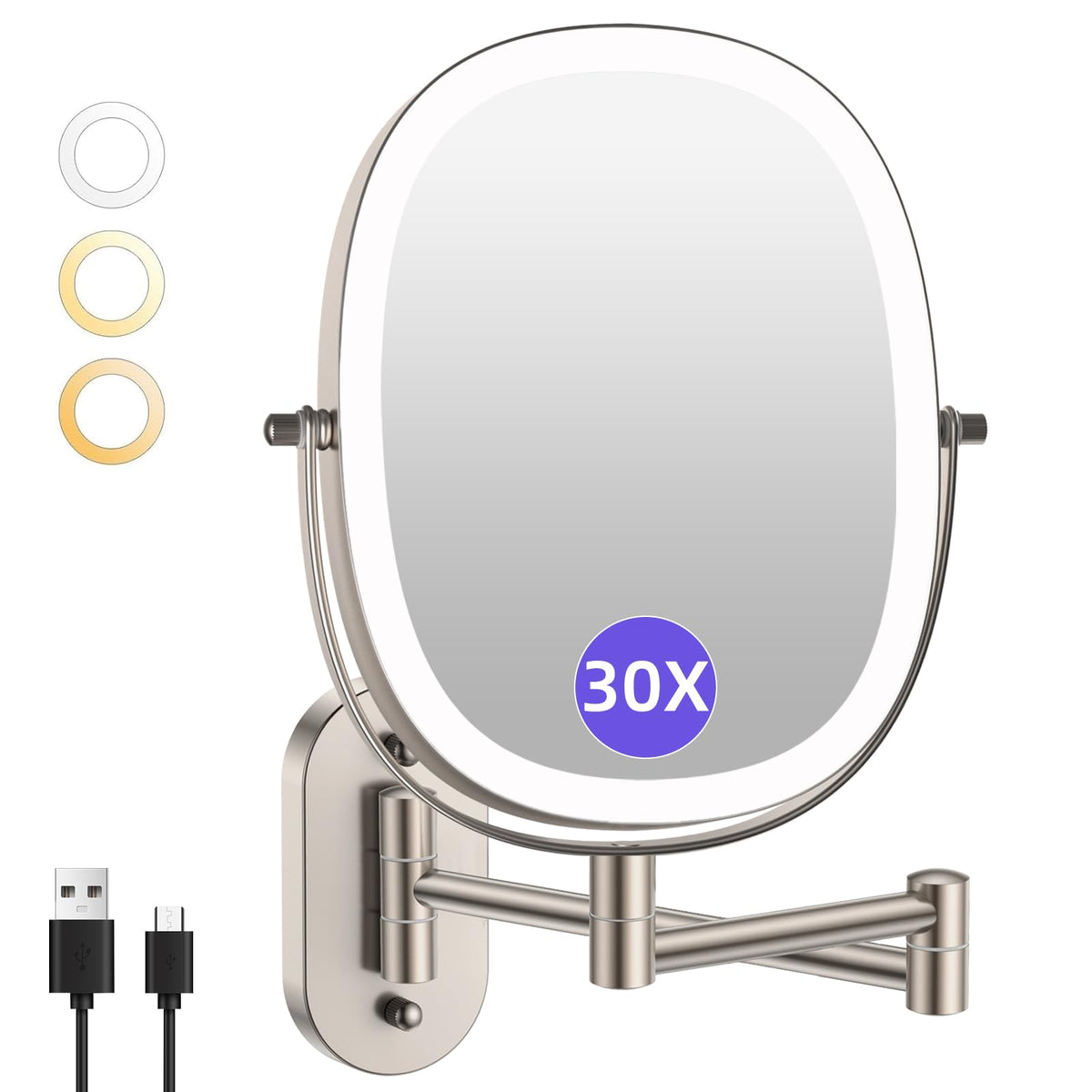 Miroir mural FUNTOUCH : vue générale pour un maquillage précis et équilibré.