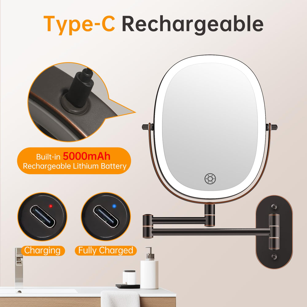 FUNTOUCH miroir rechargeable 5000 mAh, sans fil et pratique