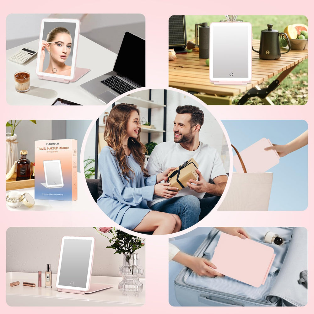 Miroir FUNTOUCH de table compact en ABS et verre sans distorsion
