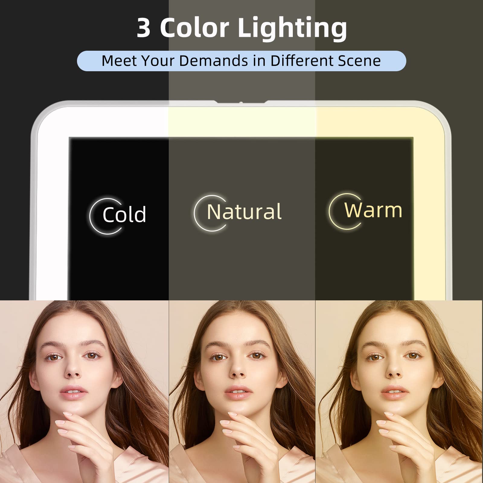Miroir FUNTOUCH tactile avec éclairage 3 couleurs pour maquillage précis