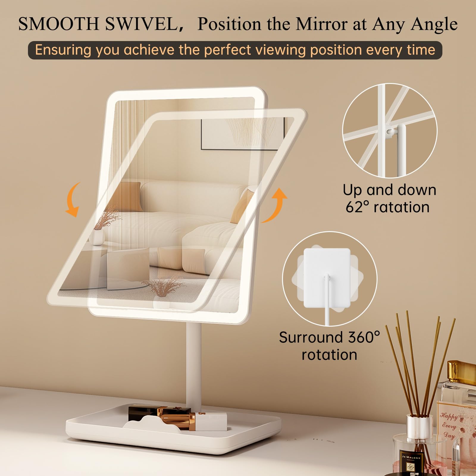 Miroir lumineux FUNTOUCH, cadeau élégant pour anniversaires et occasions