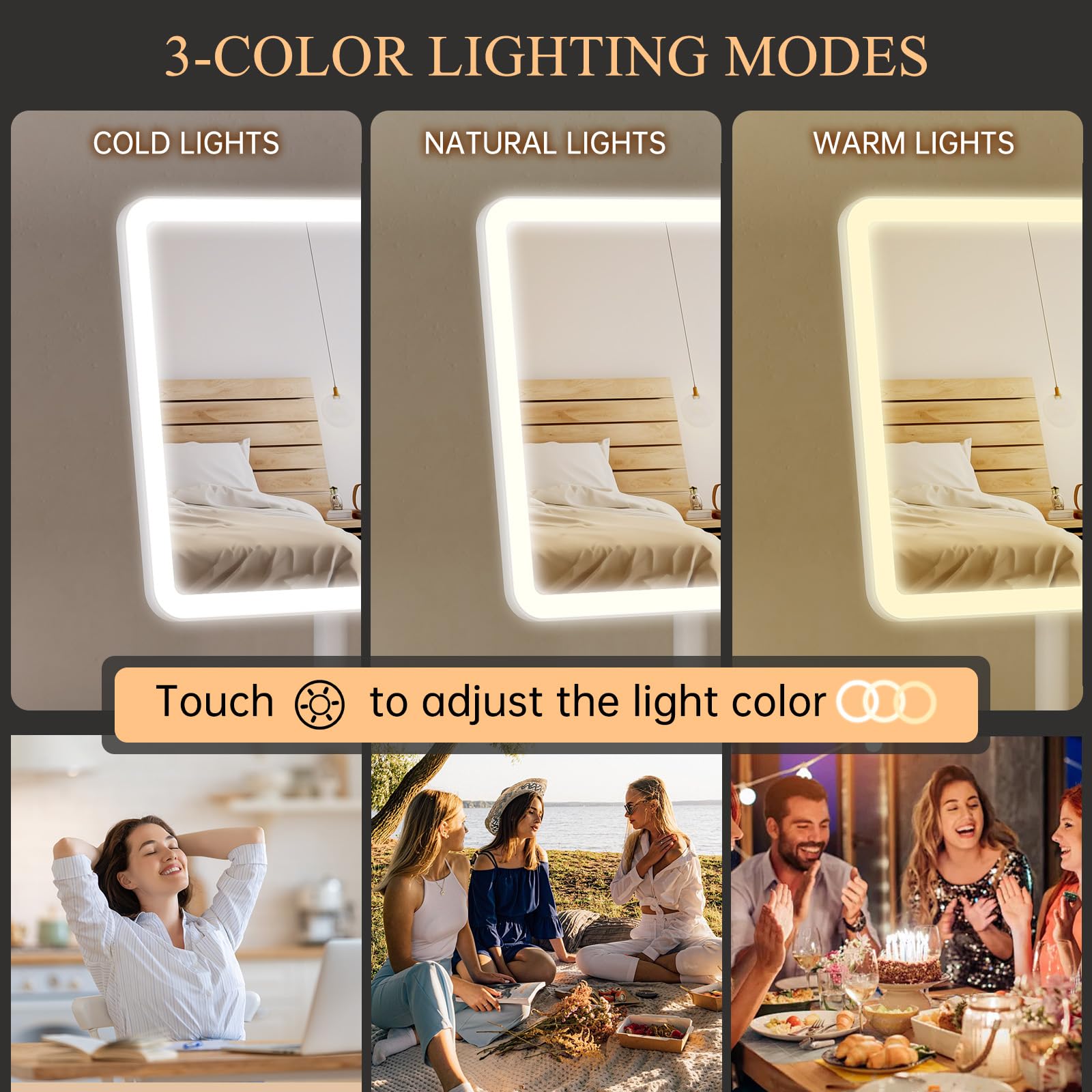 Rotation à 360° et support téléphone intégré sur le miroir FUNTOUCH