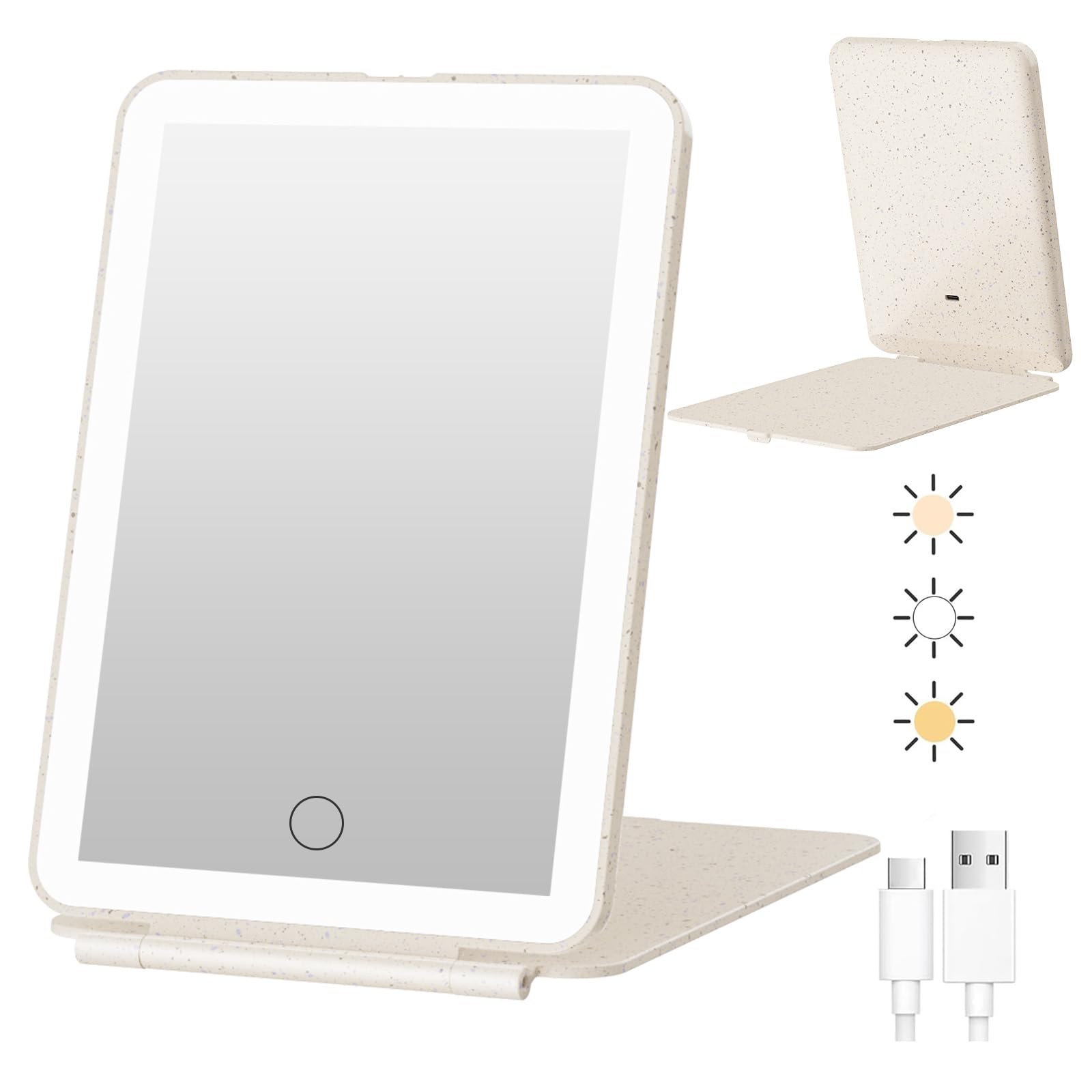 Miroir FUNTOUCH avec 72 DEL, illumination parfaite pour le maquillage en voyage.