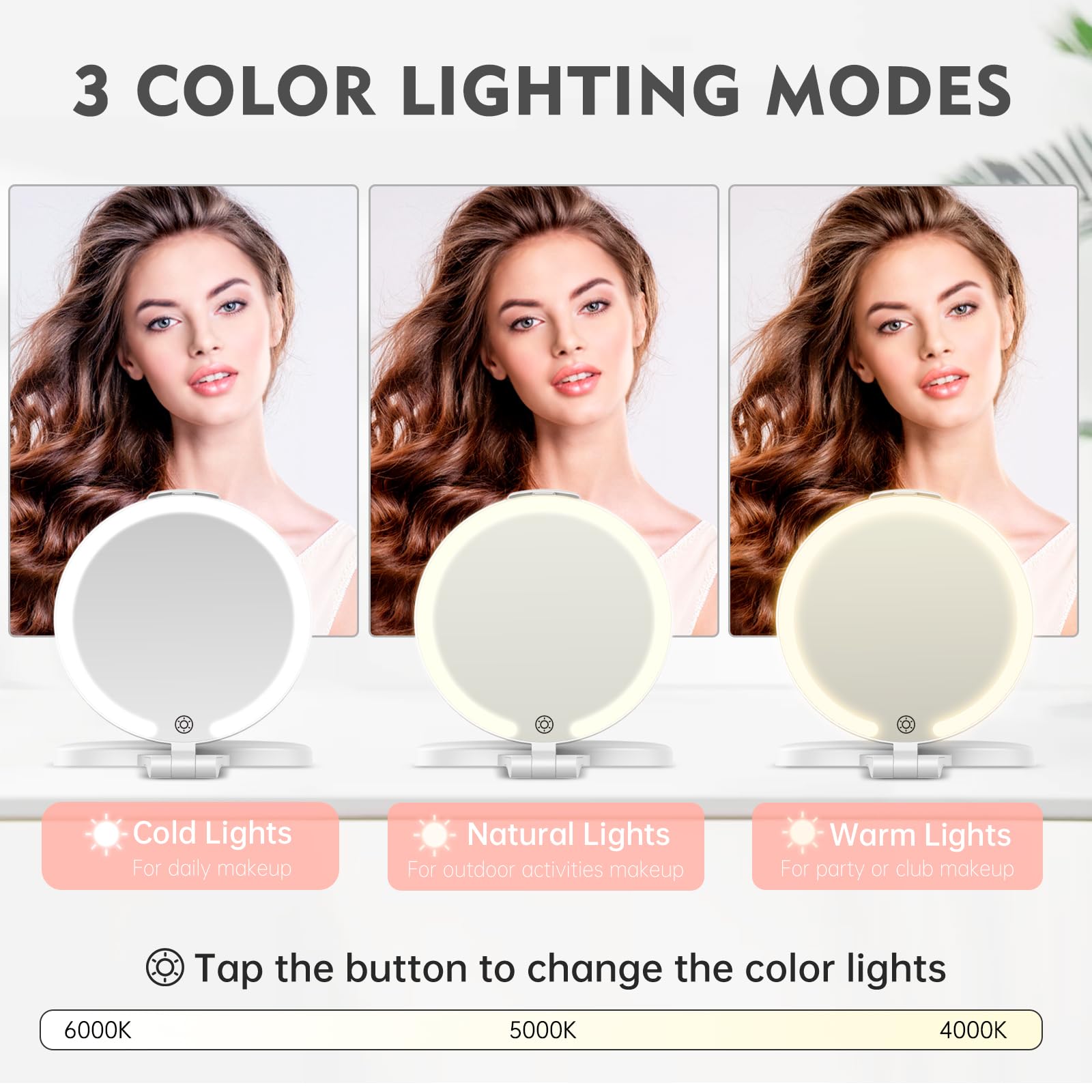 Miroir FUNTOUCH avec réglage tactile de la luminosité.