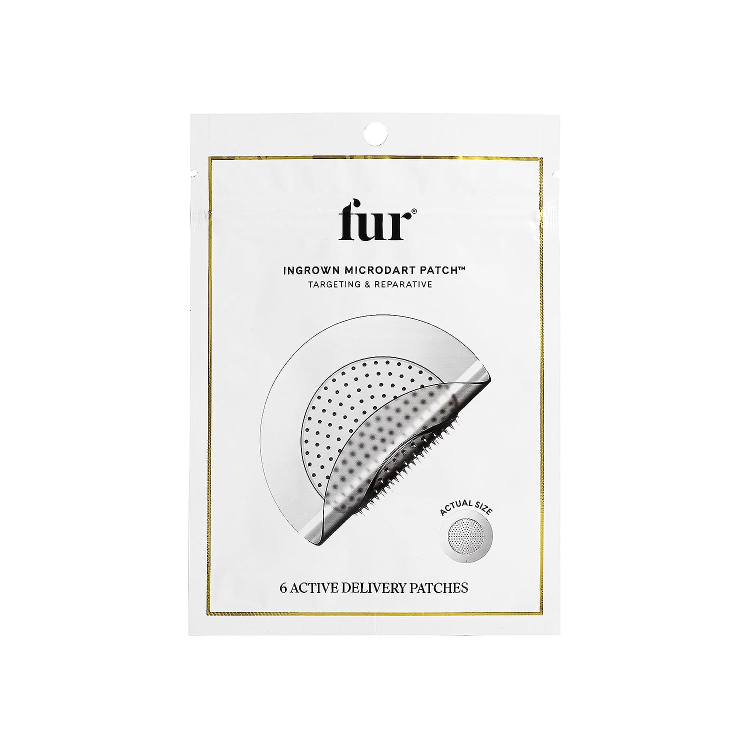 Patch Fur microdart appliqué sur la peau ciblant les poils incarnés pour clarifier la zone
