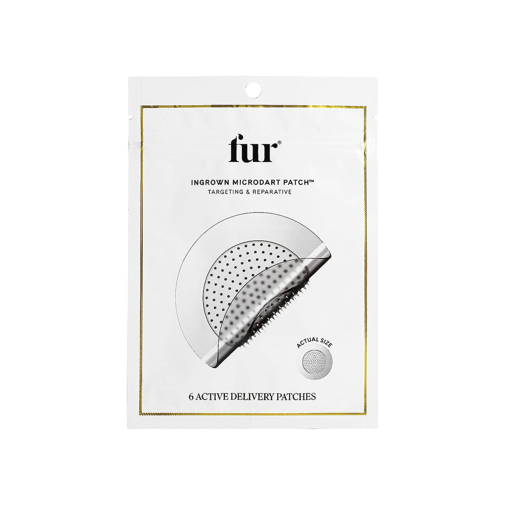 Patch Fur microdart appliqué sur la peau ciblant les poils incarnés pour clarifier la zone