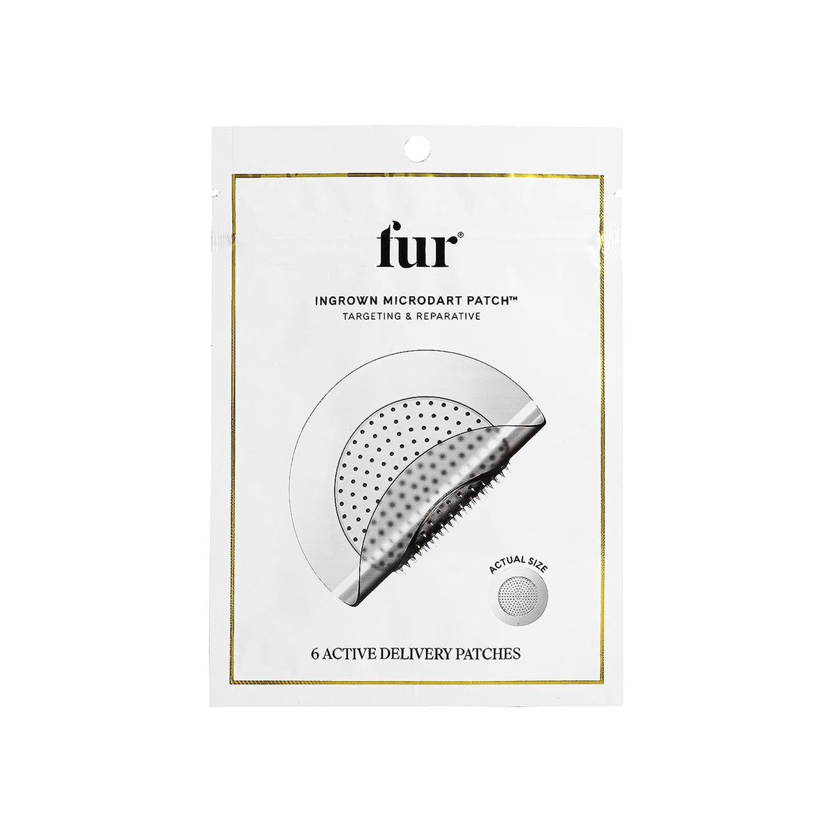 Patch Fur microdart appliqué sur la peau ciblant les poils incarnés pour clarifier la zone