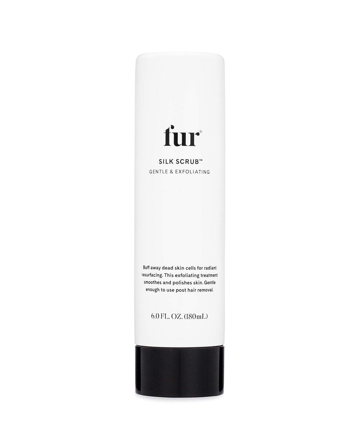 Fur Silk Scrub — Bouteille en gros plan, hydratation et douceur.