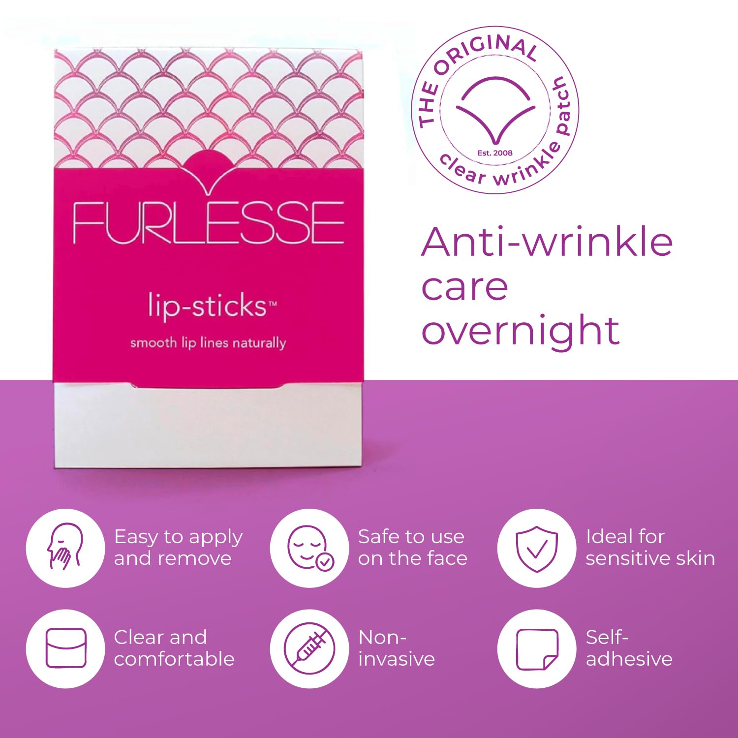 Furlesse Lip-Sticks patchs-nuit posés sur les lèvres pour une routine douce
