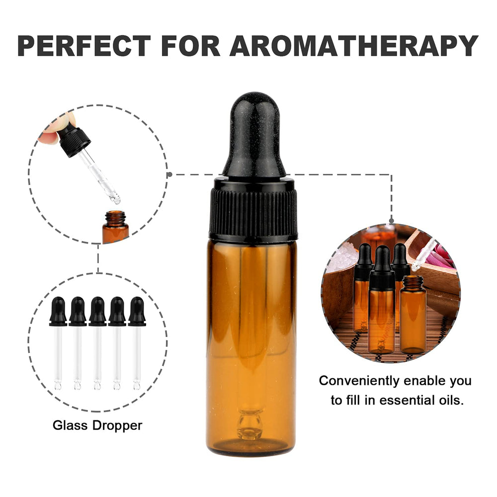 Furnido bouteille d'huiles essentielles 5ml ambrée, protection UV.
