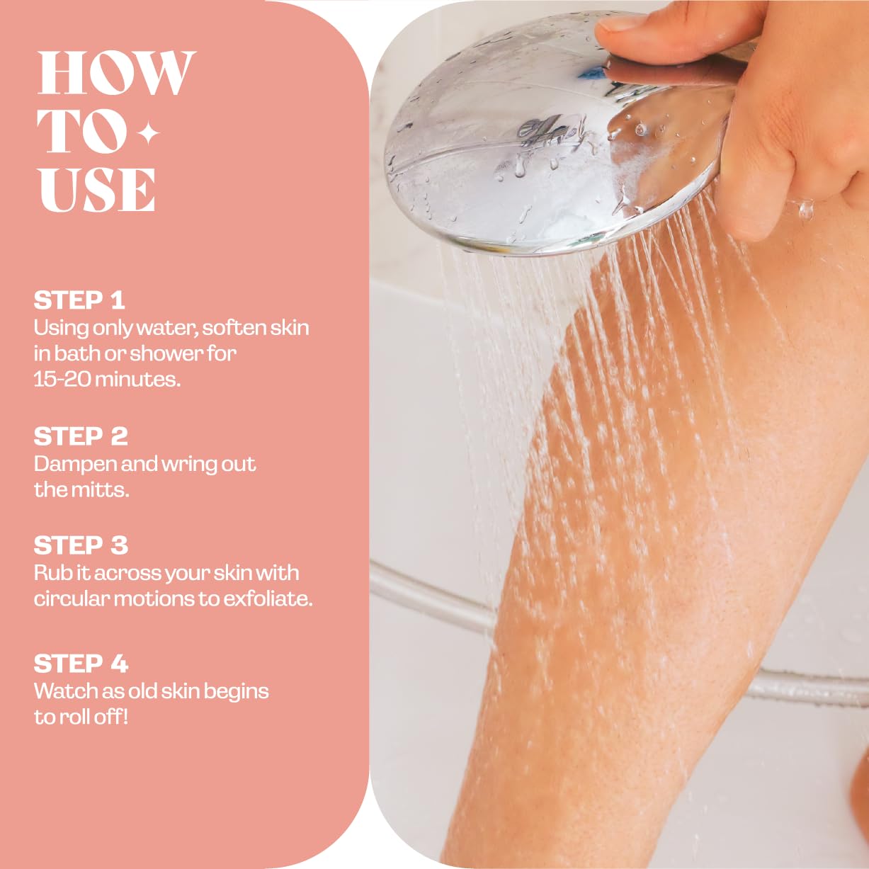 Gant exfoliant douche FURSINA, purifie et prépare la peau au soin.