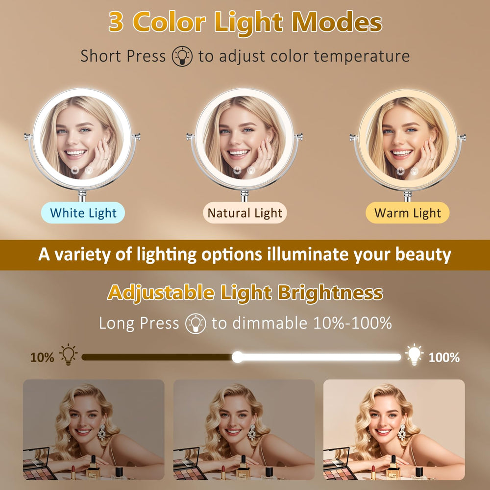 Miroir Fursourige avec éclairage 3 couleurs pour tout éclairage