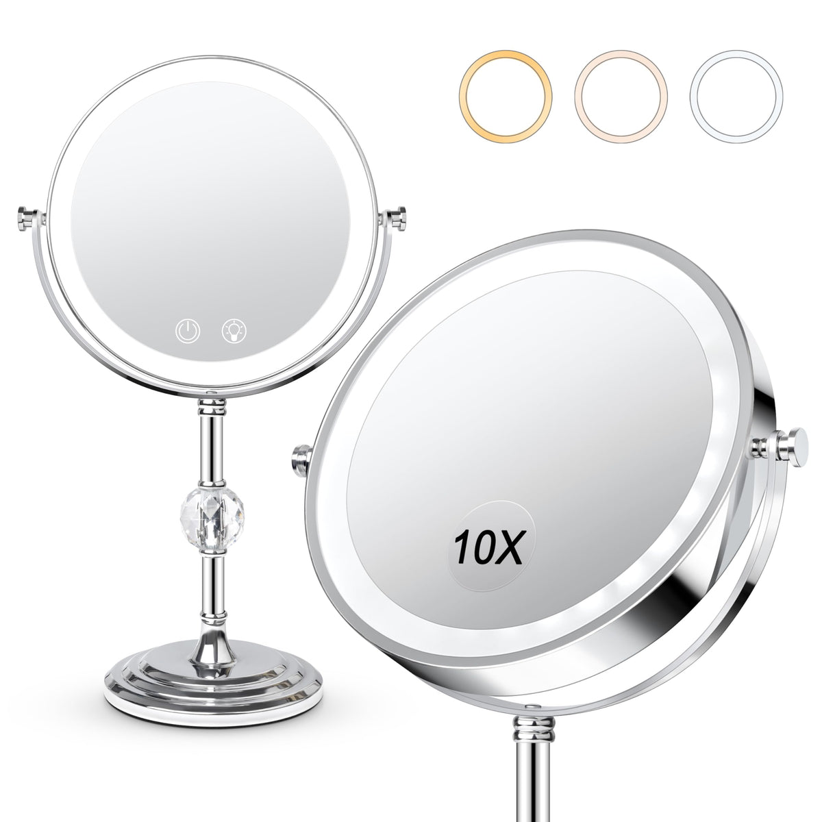 Miroir Fursourige avec 1x et 10x pour les détails du visage et soins précis.