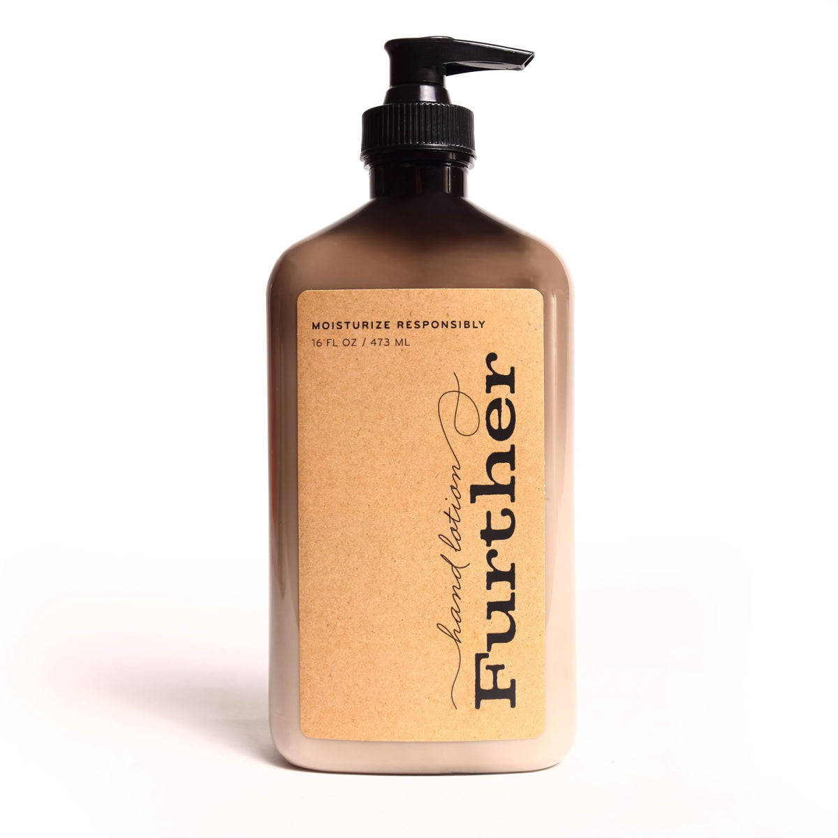 Lotion glycérine Further, flacon 16 oz, hydratation longue durée et douceur des mains.