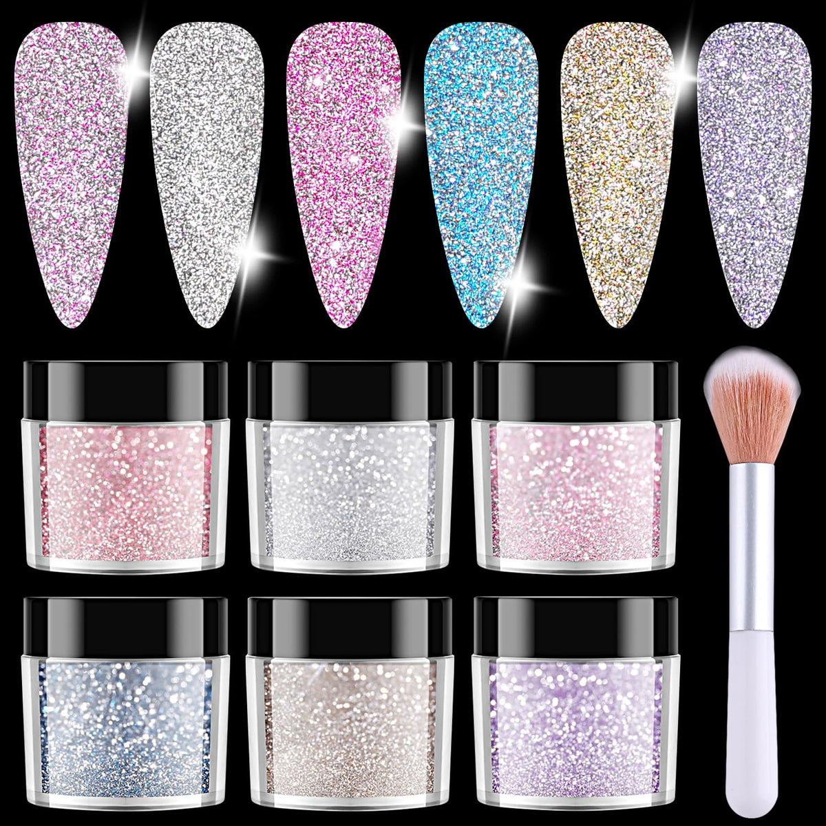 Ensemble de paillettes réfléchissantes Furtherpretty six couleurs pour ongles