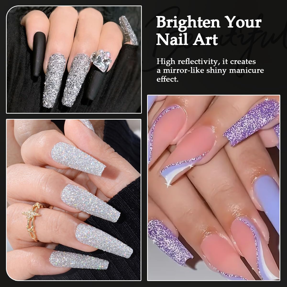 Pinceau inclus Furtherpretty pour une application précise des paillettes