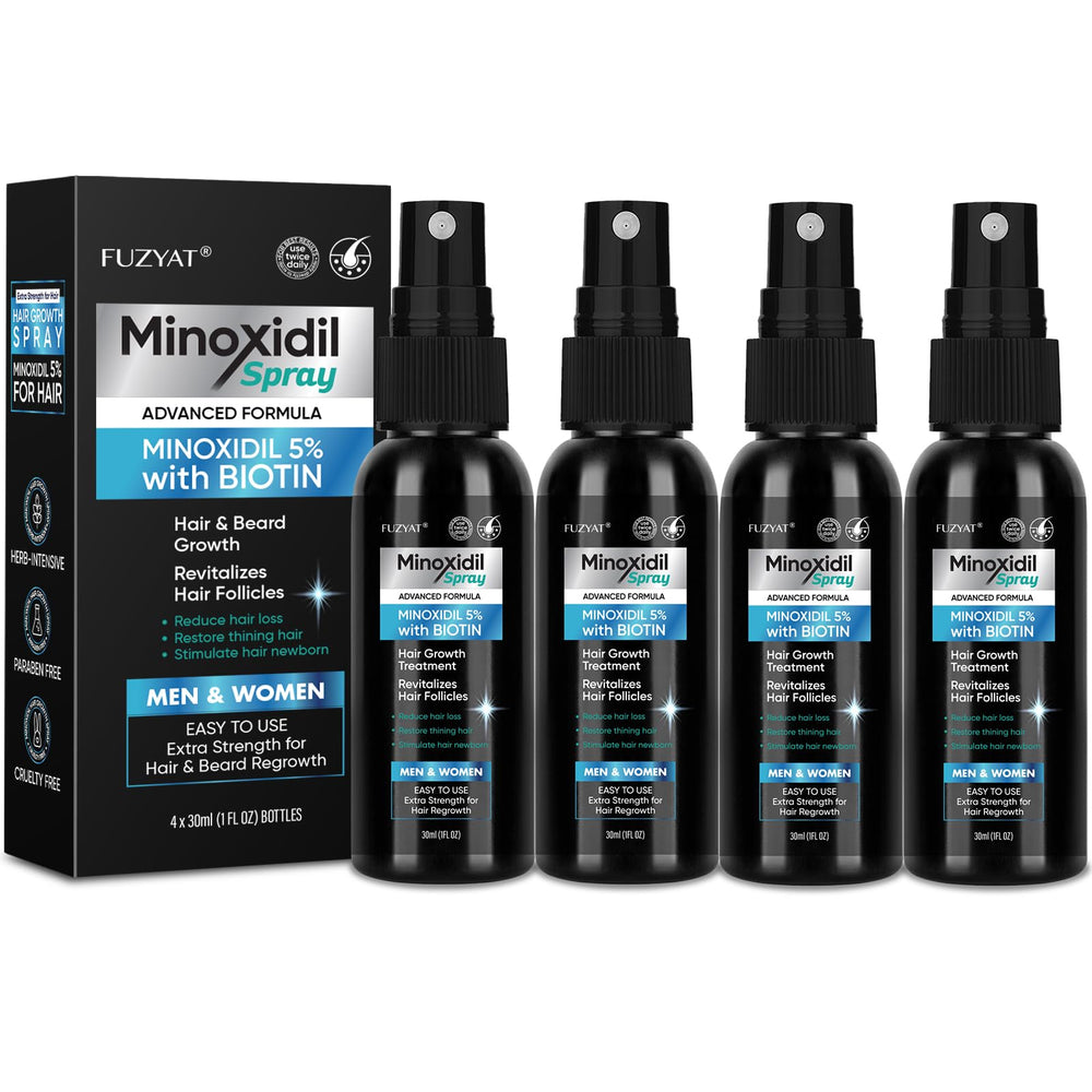 La bouteille spray FUZYAT Minoxidil 5% facilite l’application quotidienne.