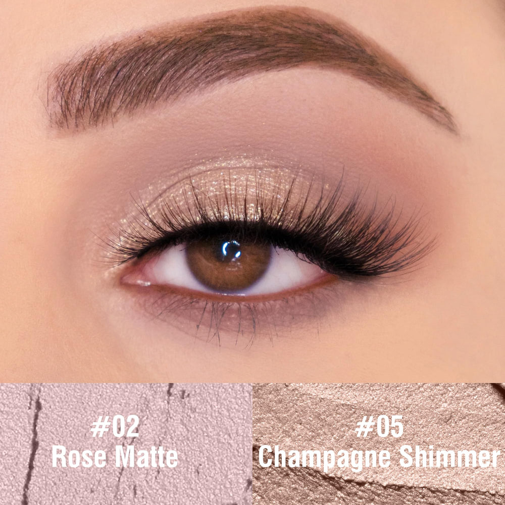 FV duo ombre-stylo champagne-brillant : éclat subtil pour soirée.