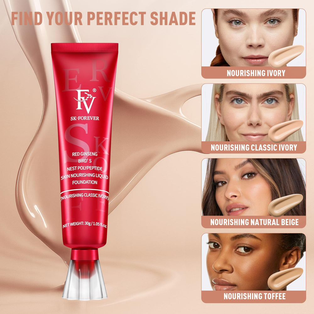 FV Foundation couverture moyenne: camoufle les imperfections tout en restant lumineux.