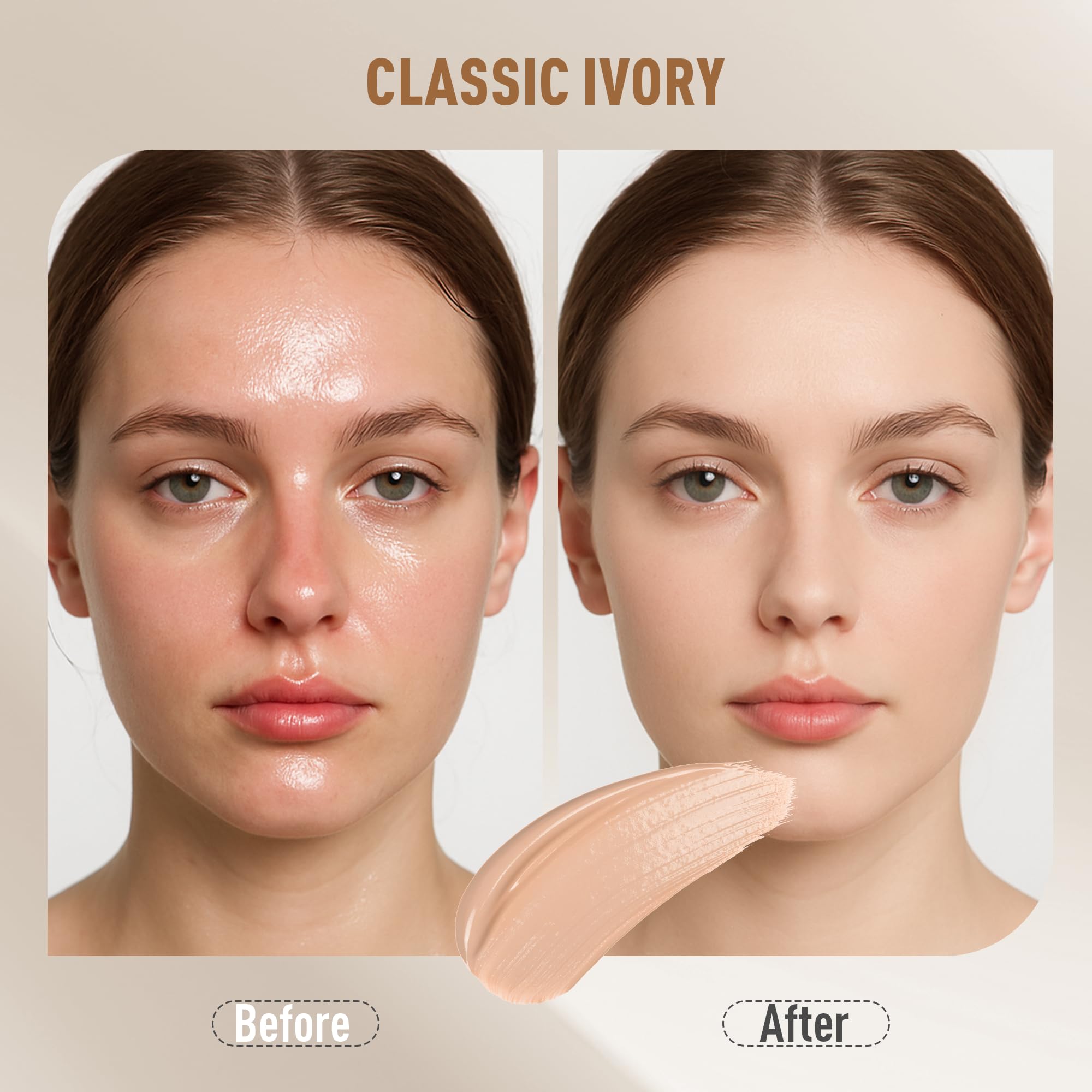 FV teinte Classic Ivory 1.05 sur le fond de teint pour peau claire.