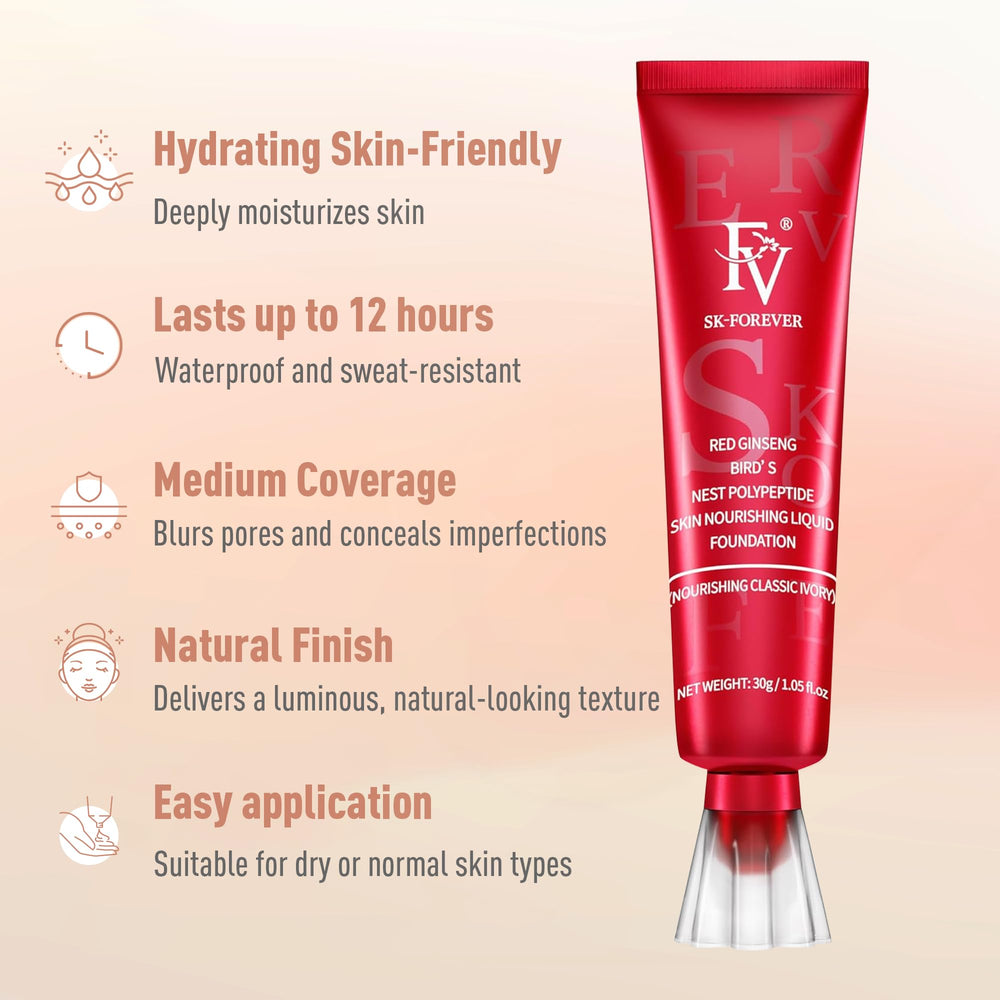 FV Foundation texture fluide blendable: application facile et uniforme.