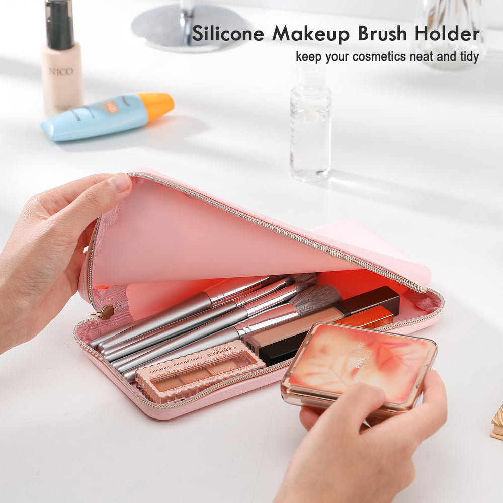 FVION étui maquillage silicone avec fermeture double pour plus de sécurité.