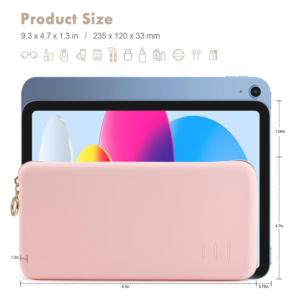 FVION pochette maquillage compacte en rose, rangement organisé pour pinceaux et outils.