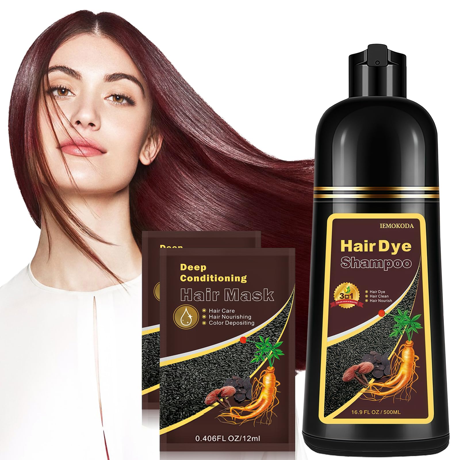 Shampooing Fvquhvo Cherry Brown – bouteille prête à l’emploi pour coloration rapide.