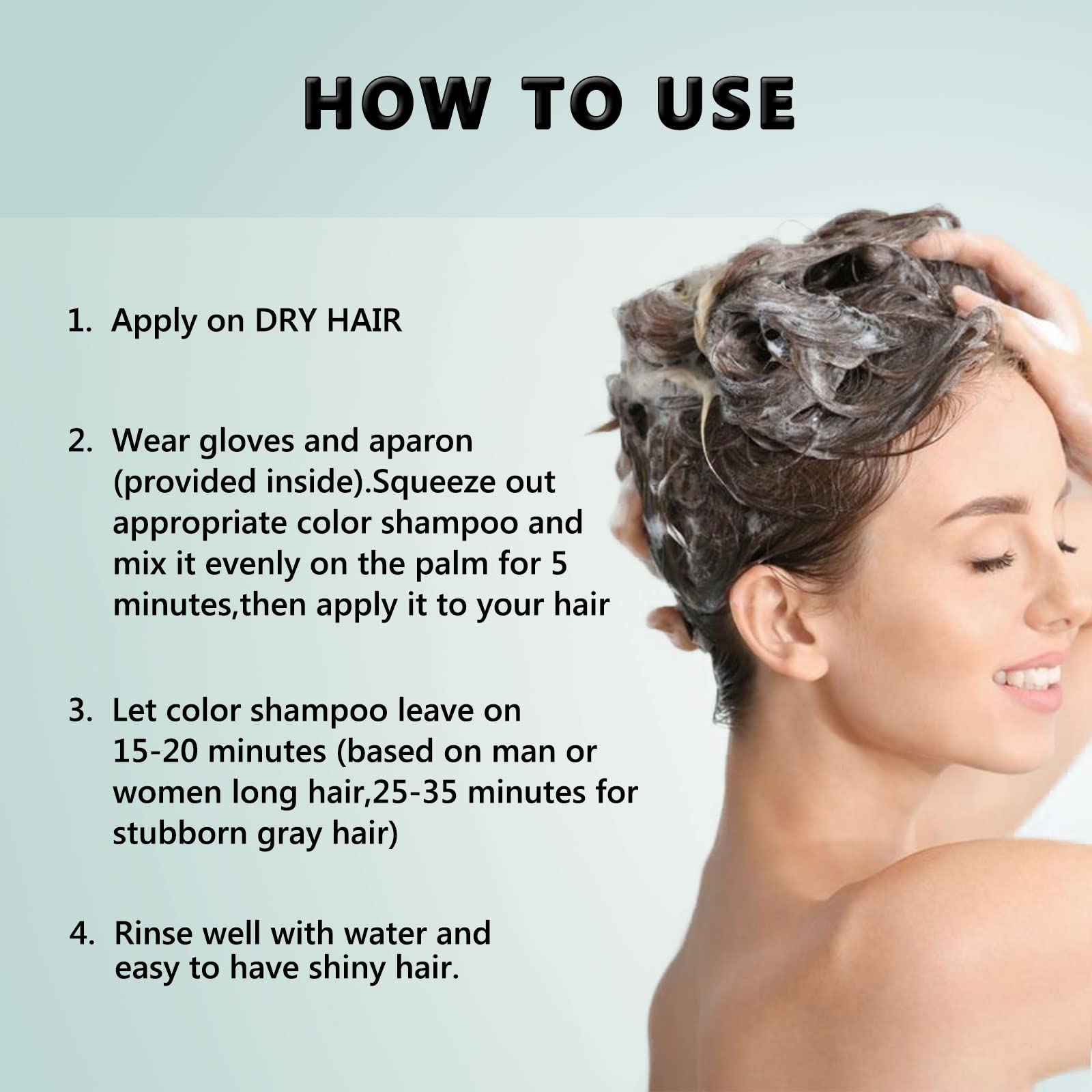 Cheveux noirs éclatants après l'usage du shampooing Fvquhvo