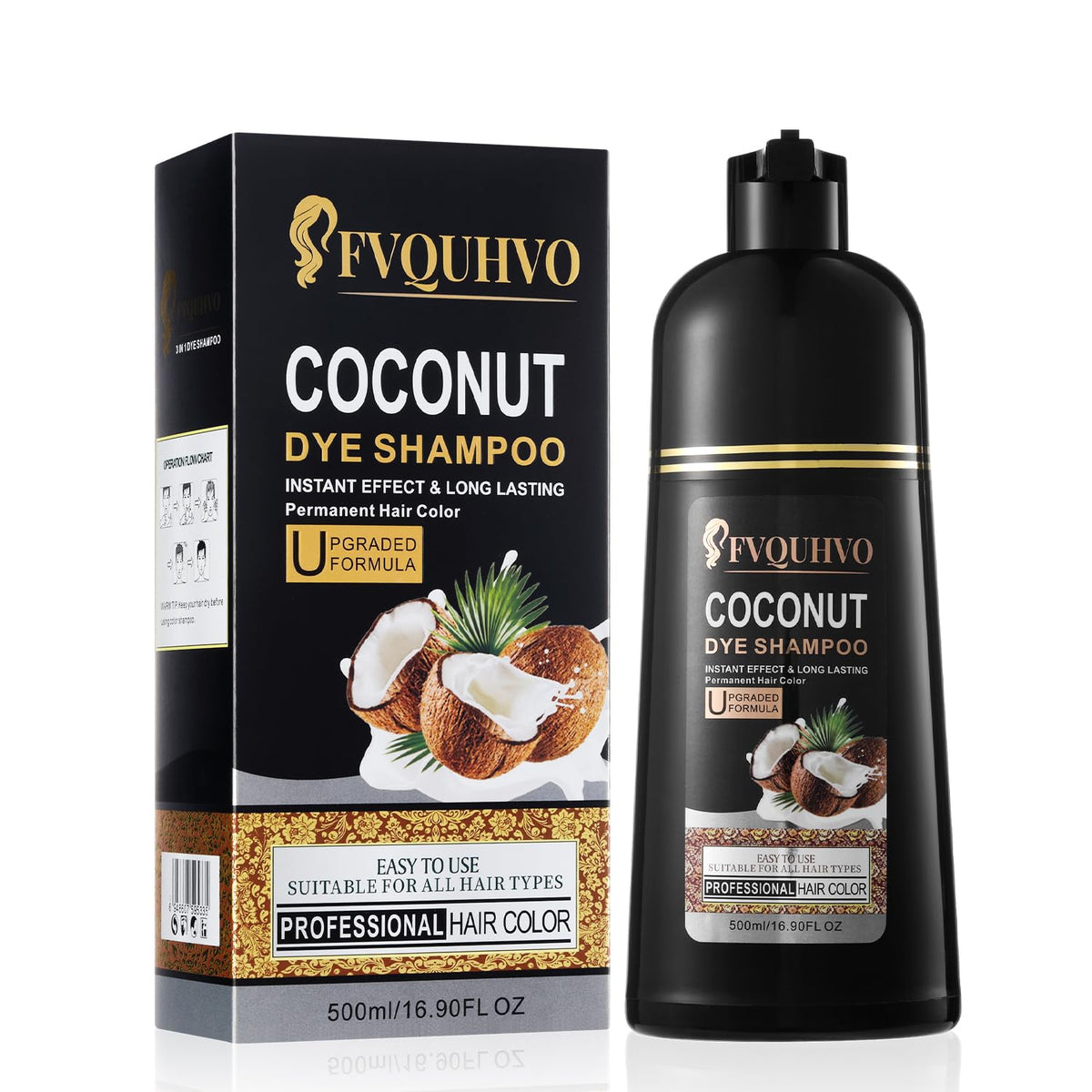 Shampooing Noir Instant Fvquhvo sur bouteille prête à couvrir les cheveux gris