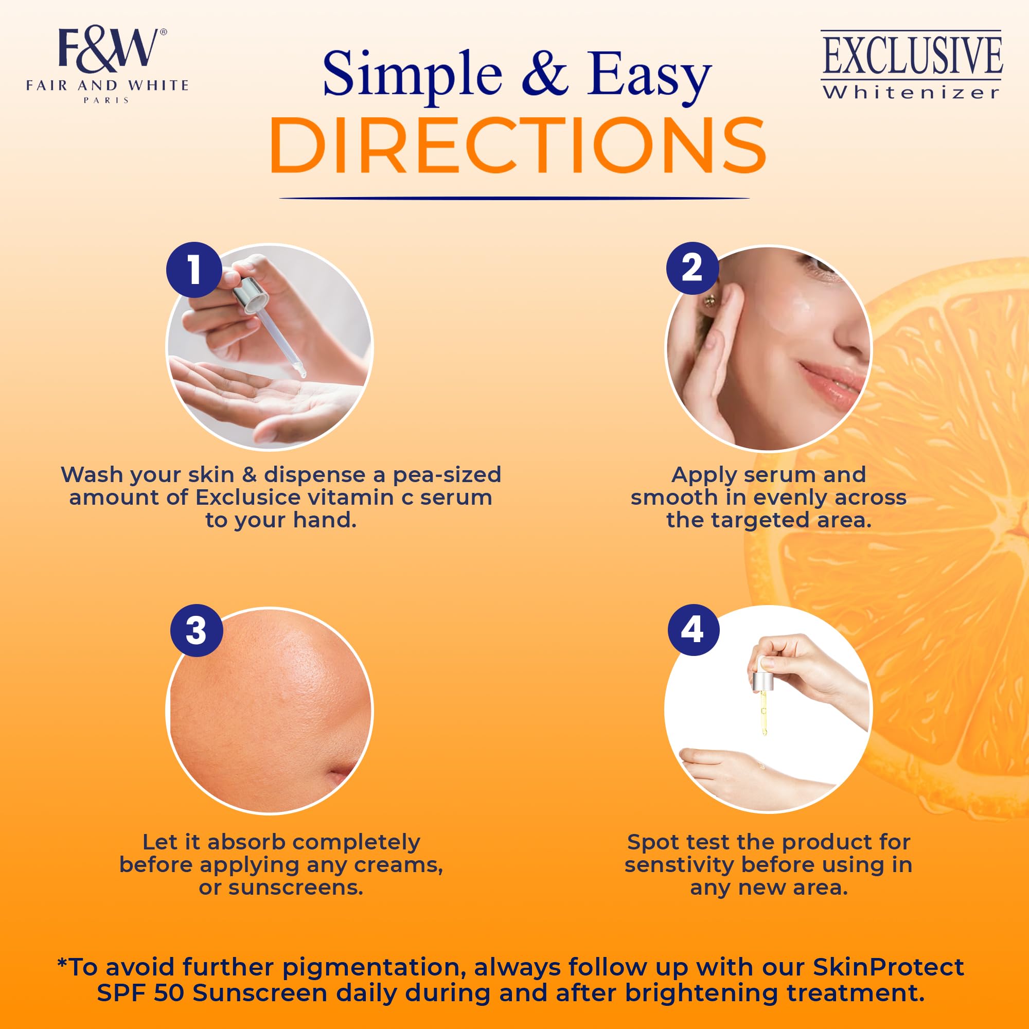 Emballage F&W valorisant le soin premium et sûr.
