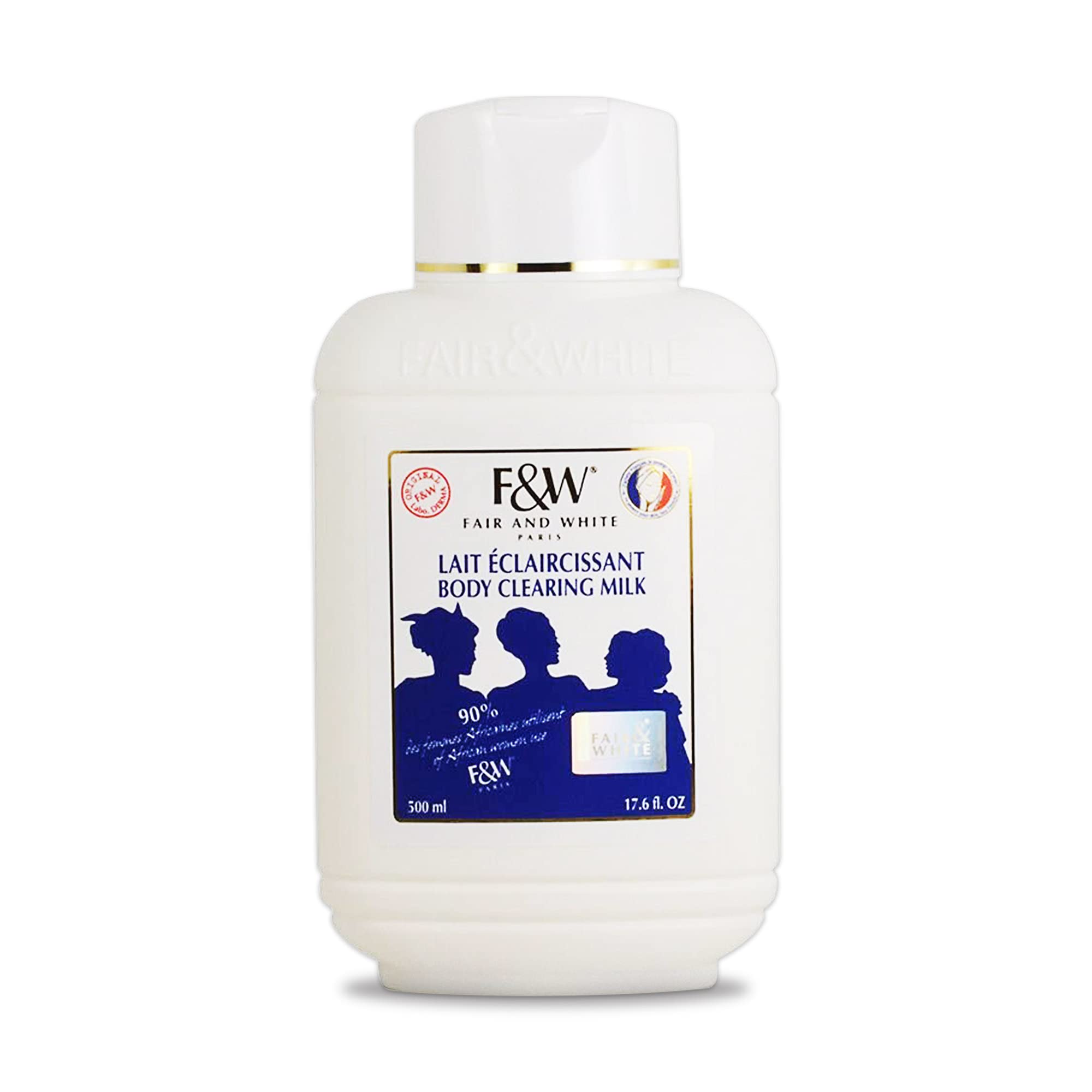 Lait clarifiant F&W en flacon, hydratation légère pour peau sèche.