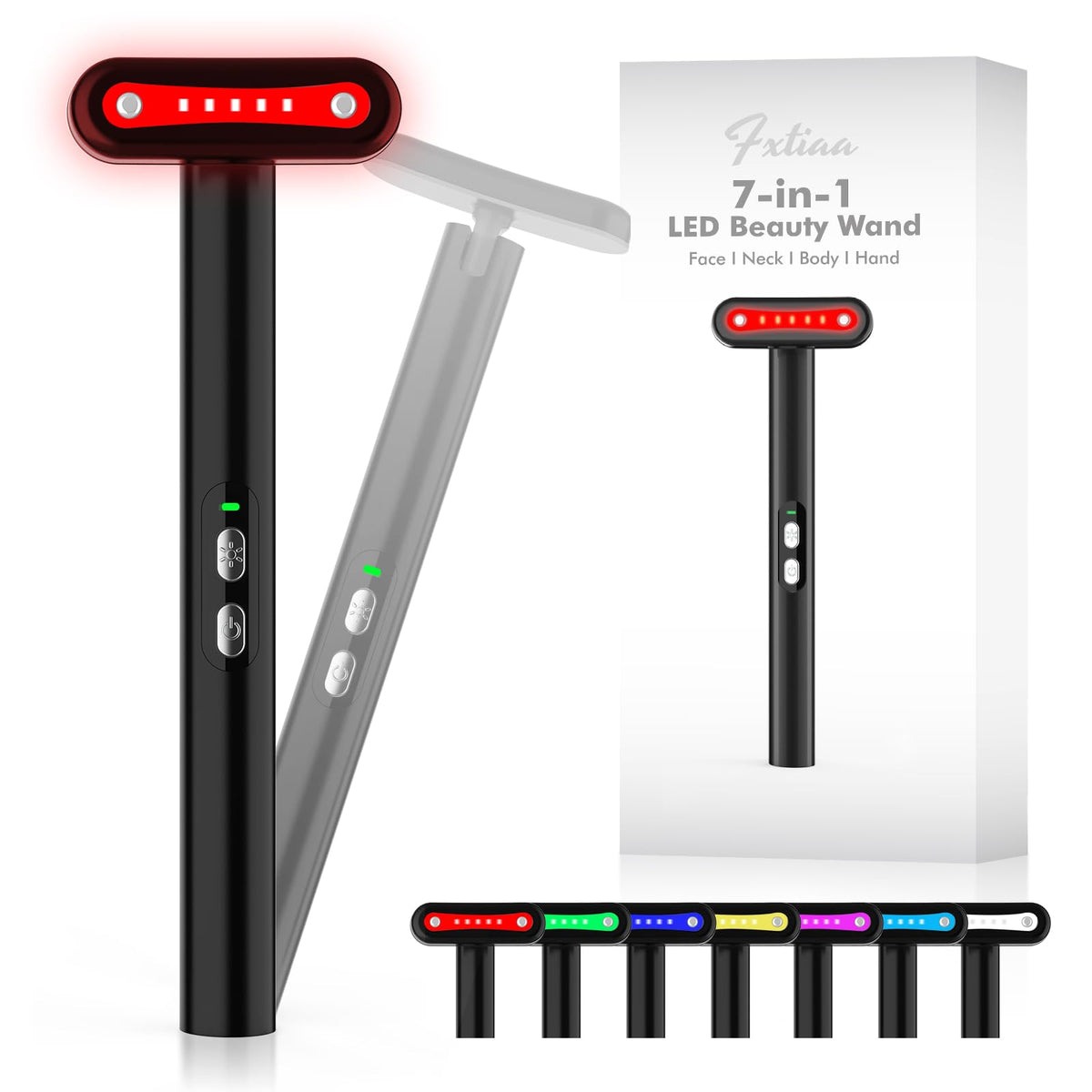 Fxtiaa LED-Thérapie: bâton visage 7 couleurs, routine soin complète.