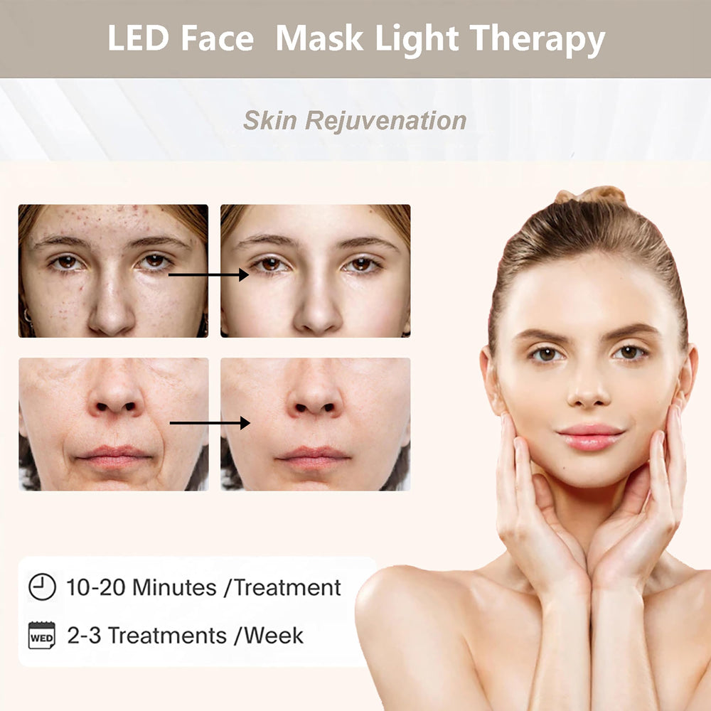 Masque LED Fxtiaa visage vert, équilibre cutané et revitalisation légère.