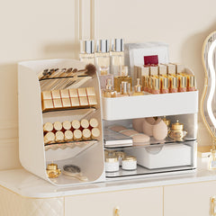 FYABREEK organisateur maquillage avec 2 tiroirs et porte-pinceaux pour un rangement pratique.