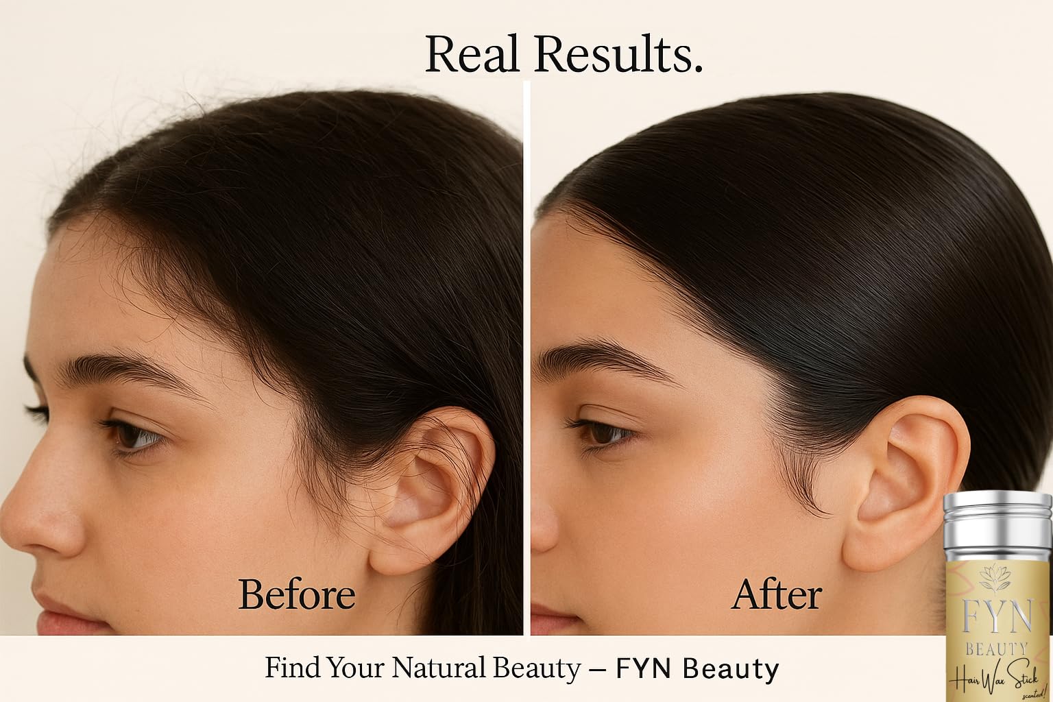 FYN Beauty stick cire cheveux: coiffage-queue-de-cheval pour dompter les mèches rebelles.
