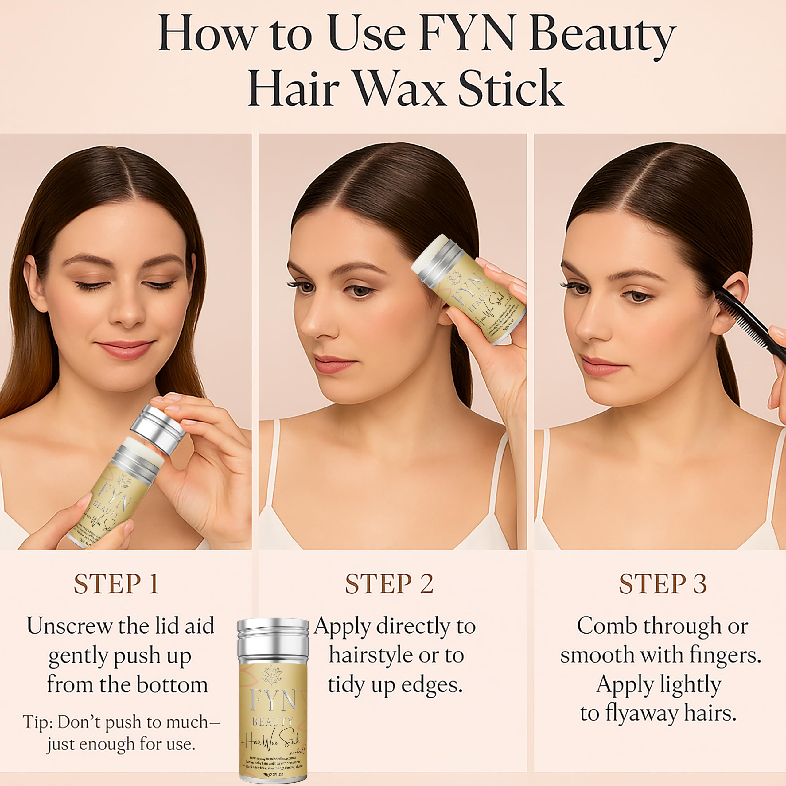 FYN Beauty stick cire cheveux: huile-de-pepins-de-raisin apporte douceur sans lourdeur.