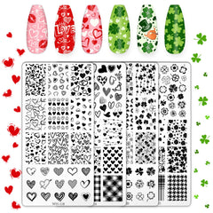 FYSUIMU plaque coeur amoureux, idéal pour un nail art romantique sur ongles