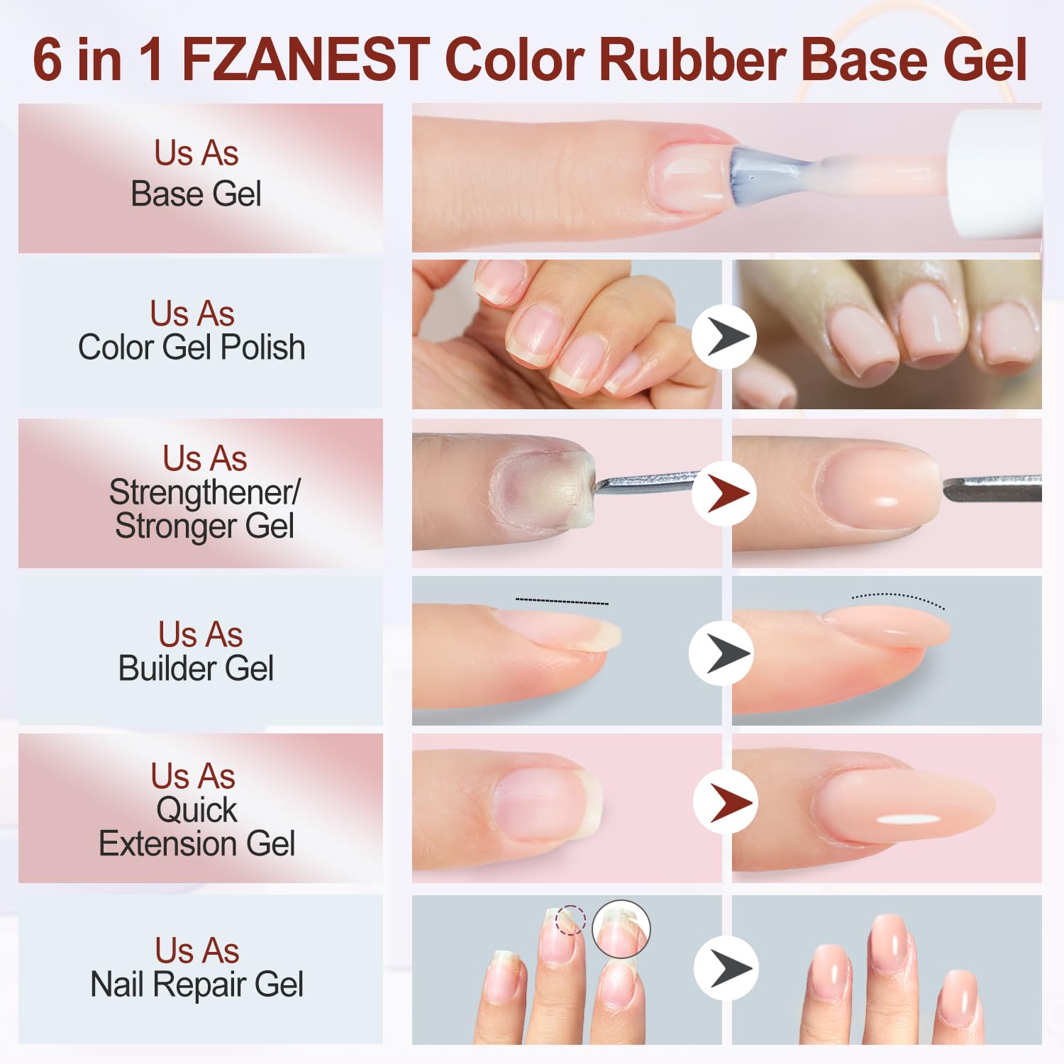 Base gel épais FZANEST pour renforcer ongles fins et cassants.