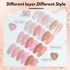 FZANEST Jelly Nude: teintes naturelles pour une manucure discrète et chic.