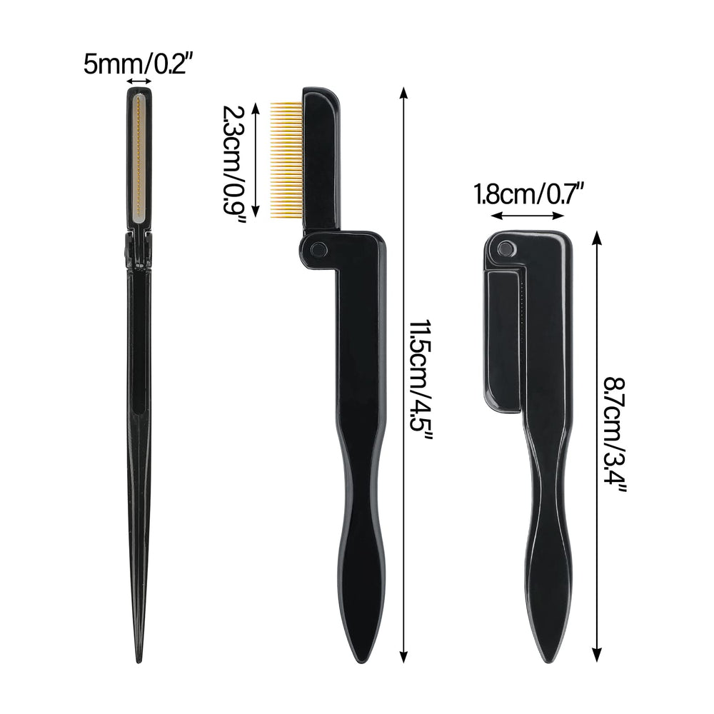 G2PLUS ensemble deux peignes noirs avec boite, pratique voyage