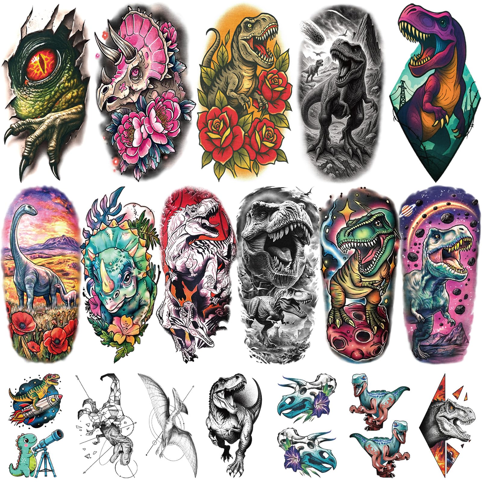 Gabizafia 77PCS tatouages dinosaures ensemble – polyvalent pour fêtes et déguisements